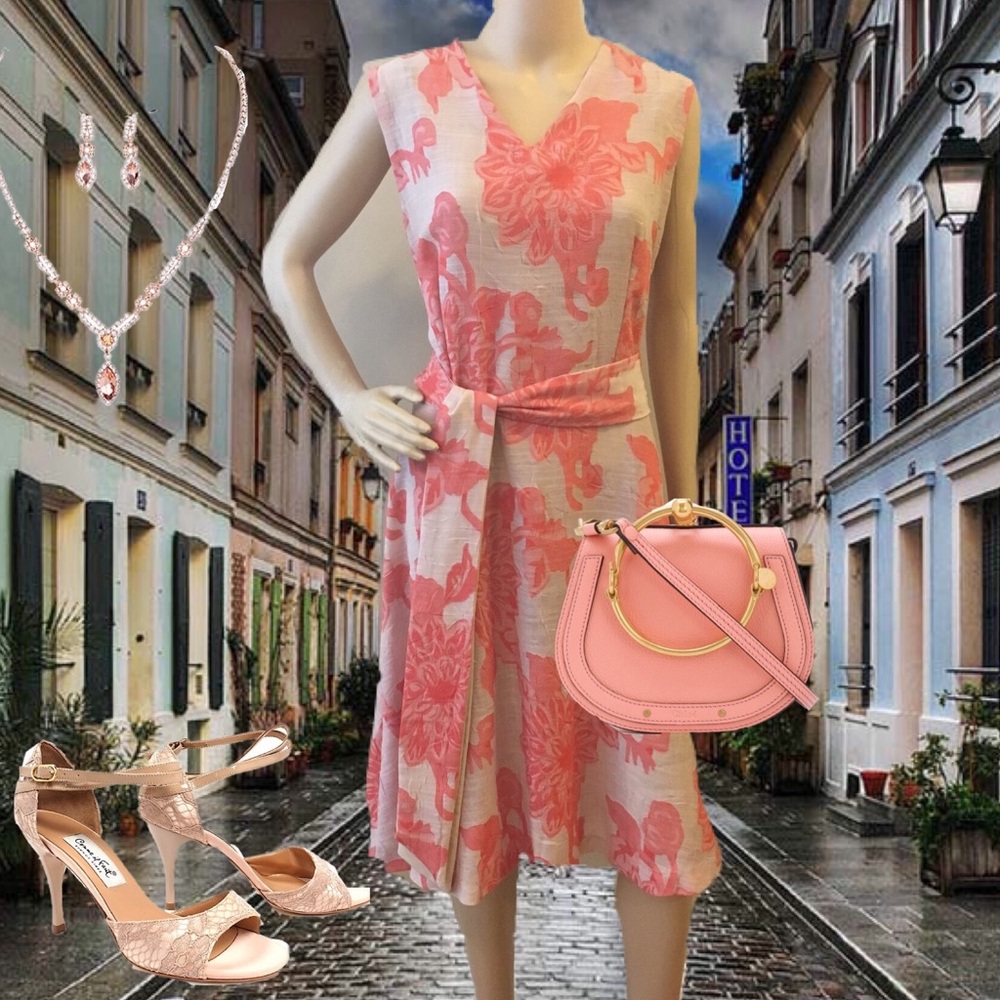 Floral Jacquard Fit and Flare Swing Dress
